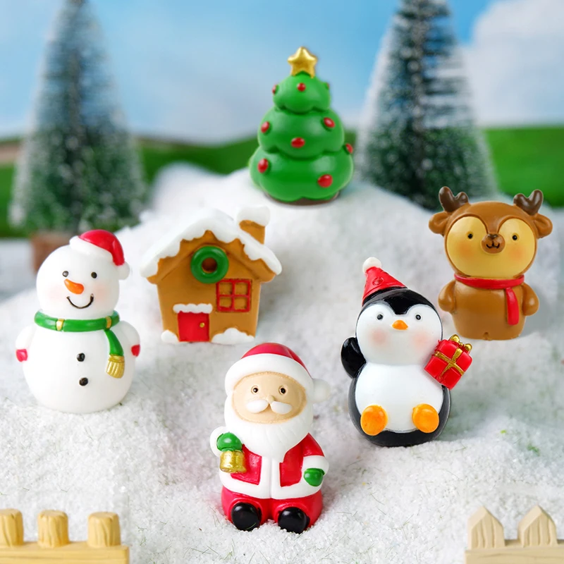 

Cartoon Christmas Tree Snowman Santa Claus Micro Landscape Resin Decoration Ornaments Dollhouse Cute Gardening Accessories