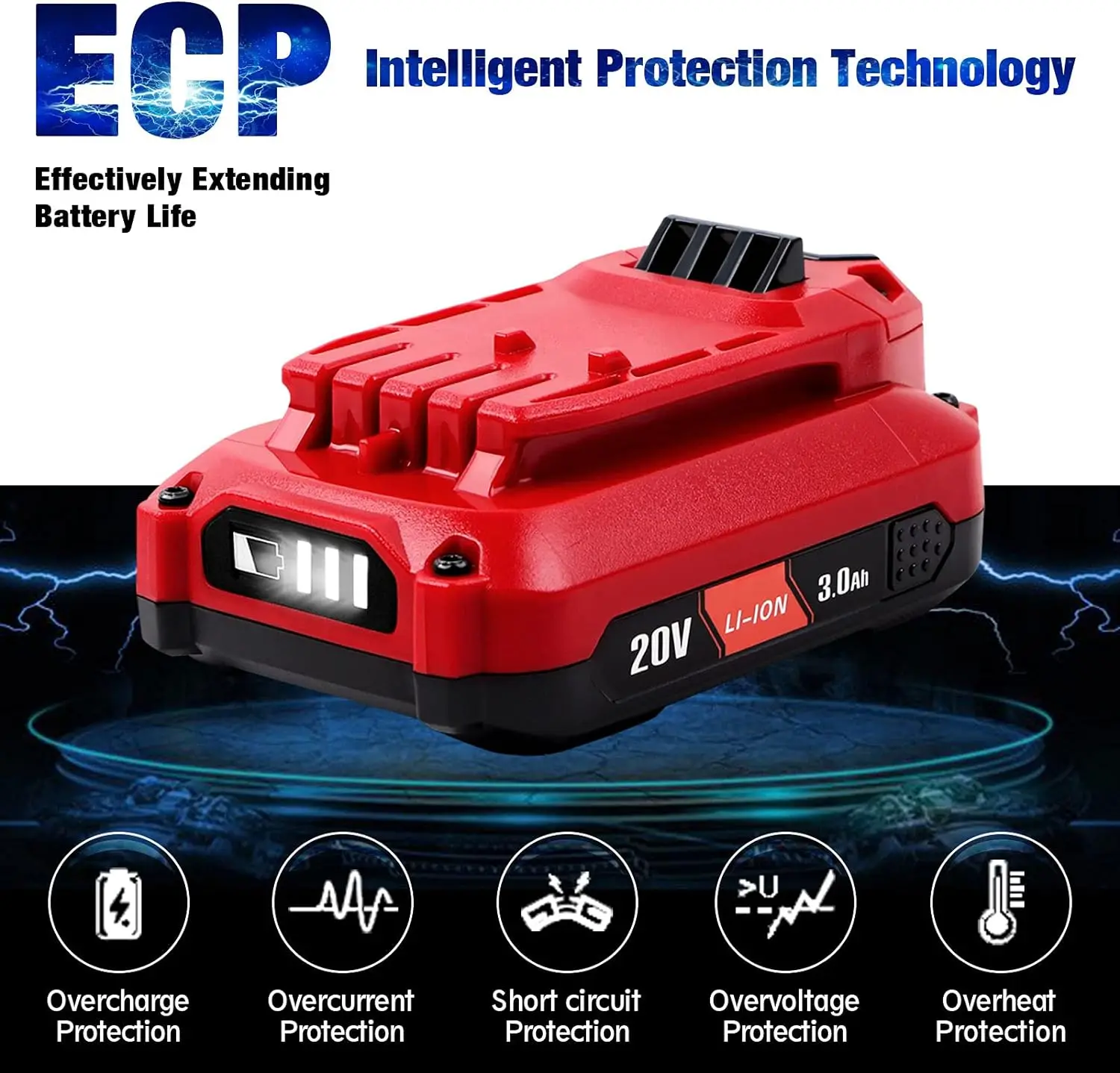 MCB204 3.0Ah 20V Lithium-ion Battery Replacement for Craftsman V20 CMCB204 CMCB202 CMCB201 Craftsman V20 Battery