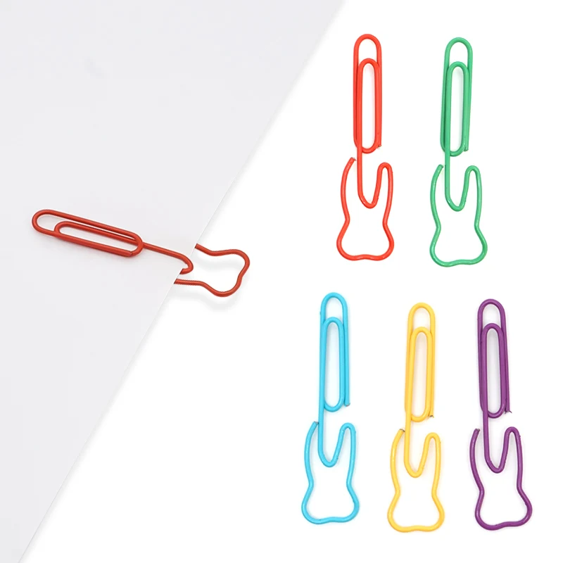 30Pcs Tooth Shape Metal Paper Clips Cute Colorful Paperclip Bookmark Note Memo Ticket Clip Dentist Gift Clinic Office Stationery