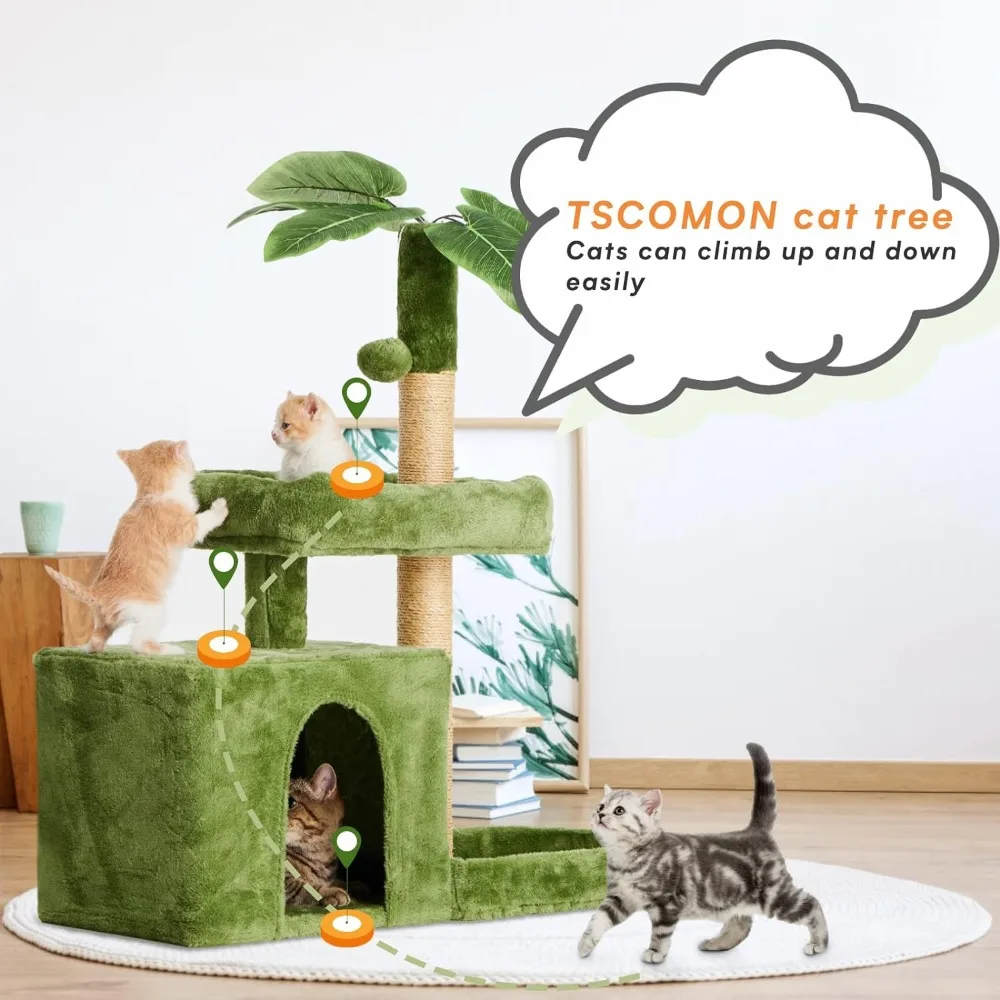 Imagem -02 - Cozy Plush Cat House com Bola de Pendurar e Forma de Folha Árvore para Gatos Condomínio Pet Products Home Garden