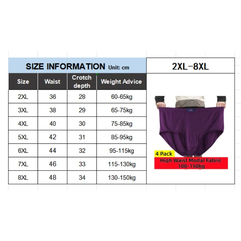 4PCS Pure Cotton Summer Briefs Men150KG Plus Size 8XL 7XL Triangle Pants Male 6XL Oversize Underwear Underpant Dad Loose Panties