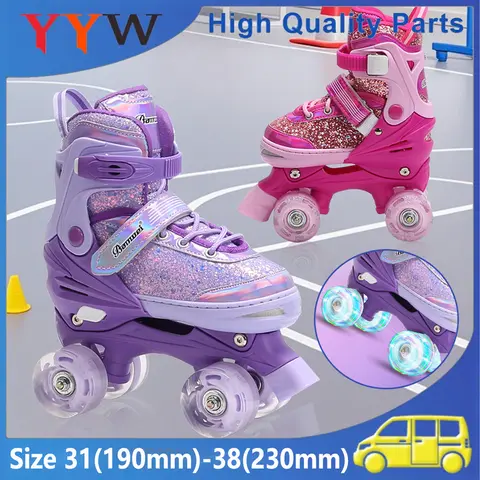 Pattini a rotelle a doppia fila per ragazze Ragazzi Pattinaggio all'aperto Taglia regolabile 31-38 Light Up Scarpe da skate a rotelle per bambini Sneakers Regali