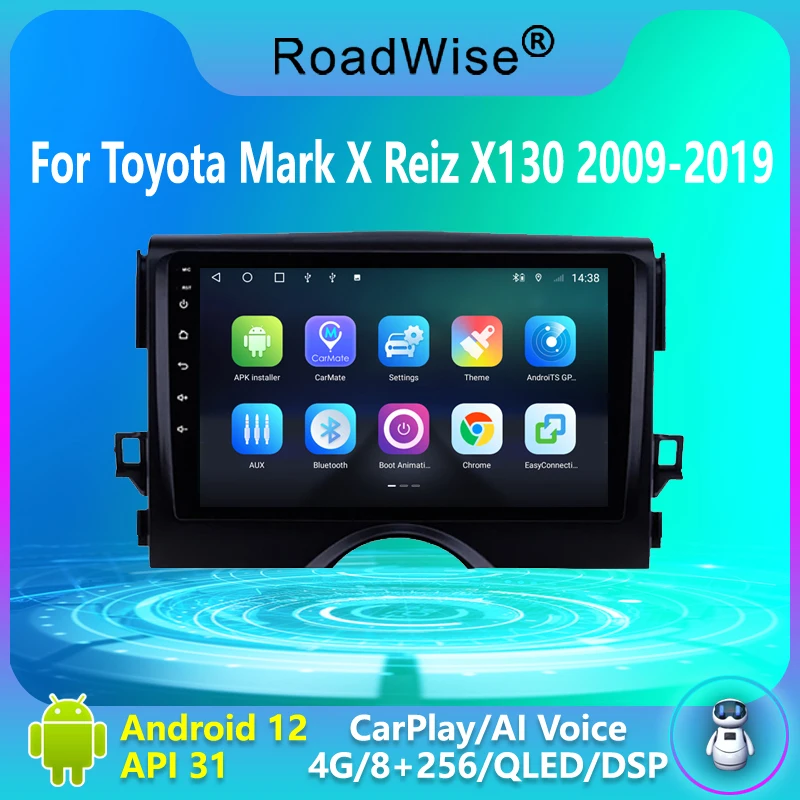 

Roadwise 8+256 Android 12 Car Radio For Toyota Mark X 2 Reiz X130 2009 - 2019 Multimedia Carplay 4G Wifi GPS DVD 2 Din Autoradio