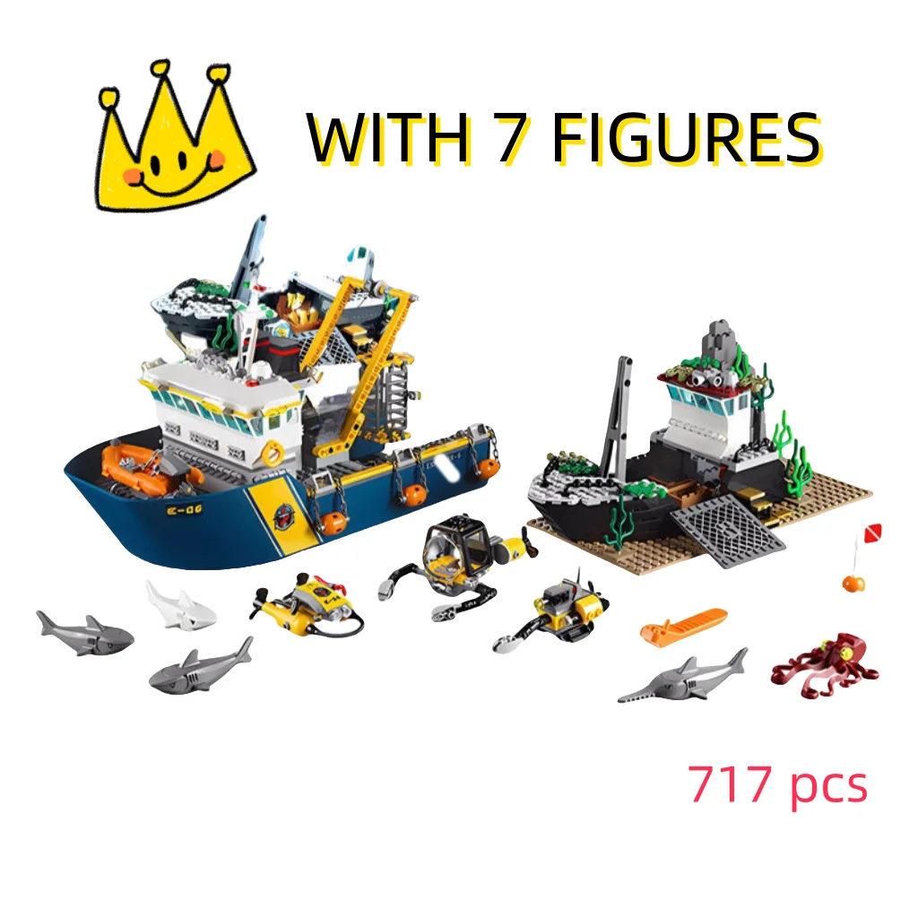 City Series Deep Sea Exploration Vessel Model Building Blocks 60095 Set Creative Assembly Bricks Decor Toys For Kids Gifts