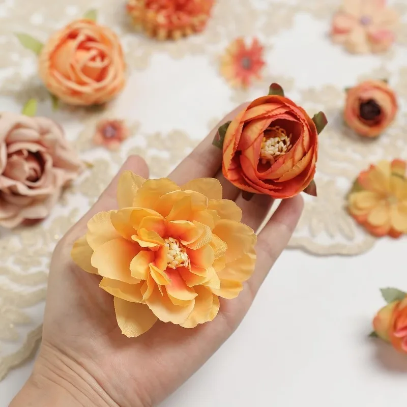 24 Stück künstliche Pfingstrosen-Blumen, Kopf für Hochzeitsdekoration, gefälschte Blumen, Heimdekoration, Geburtstagsfeier, DIY-Girlande, Geschenkzubehör – Detail 7