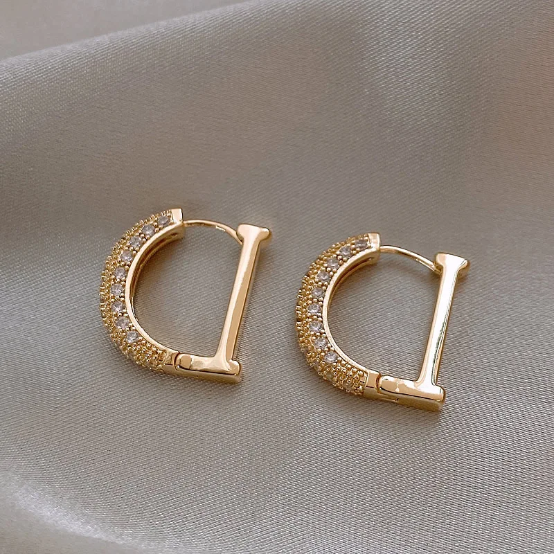 LATS Classic Shiny Letter D Gold Color Hoop Earrings 2023 New Exquisite Jewelry for Womans Party Luxury Accessories