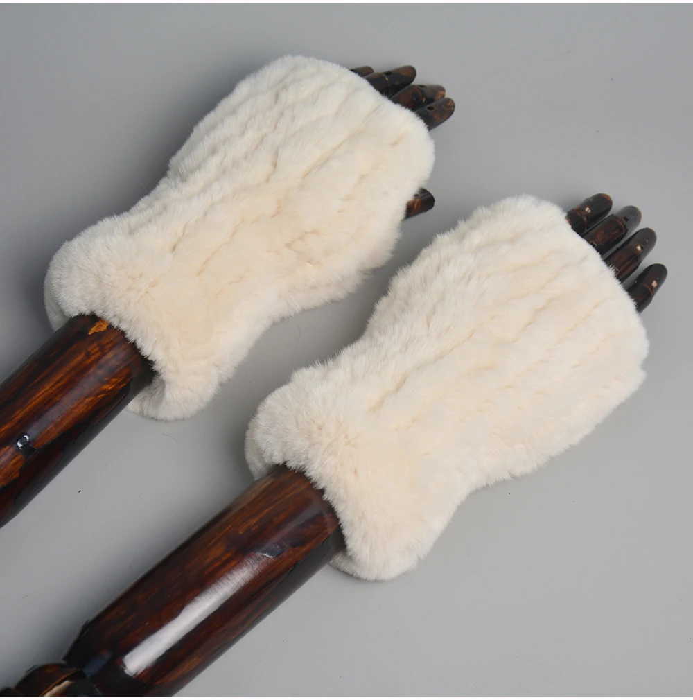 Lady Winter 100% Natural Real Rex Rabbit Fur Glove Women Soft Rex Rabbit Fur Glove Foashion Warm Knitted Genuine Fur Gloves
