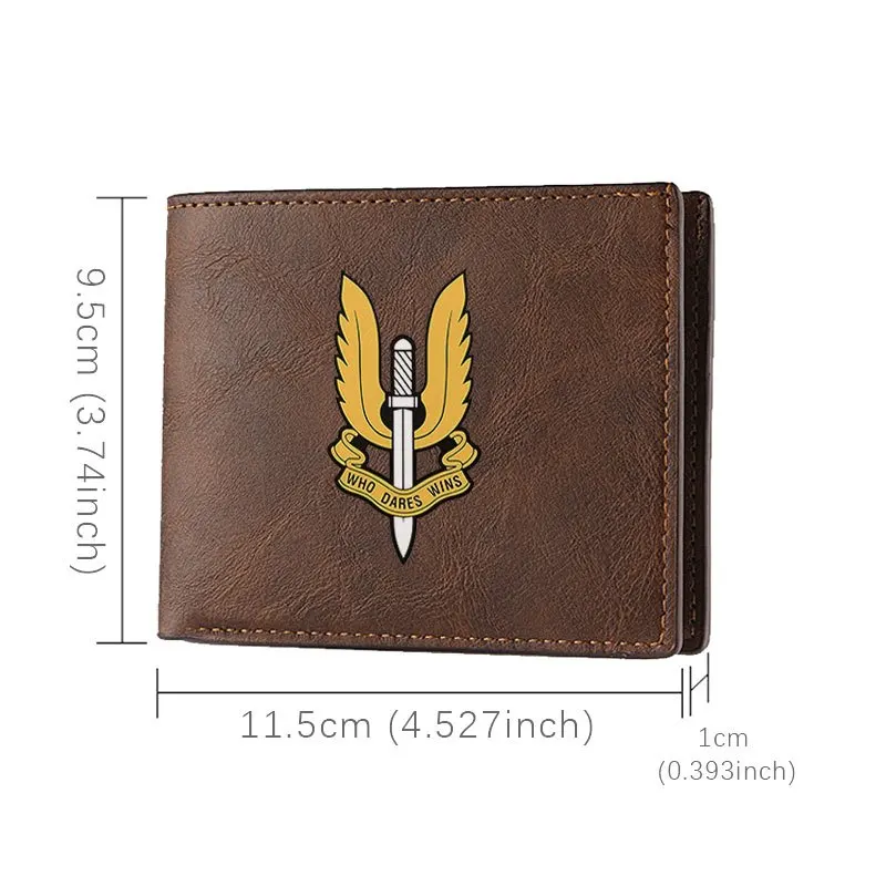 SAS WHO DARES ganha carteira de couro PU para homens design fino leve durável uso diário estilo empresarial clássico preto com ouro