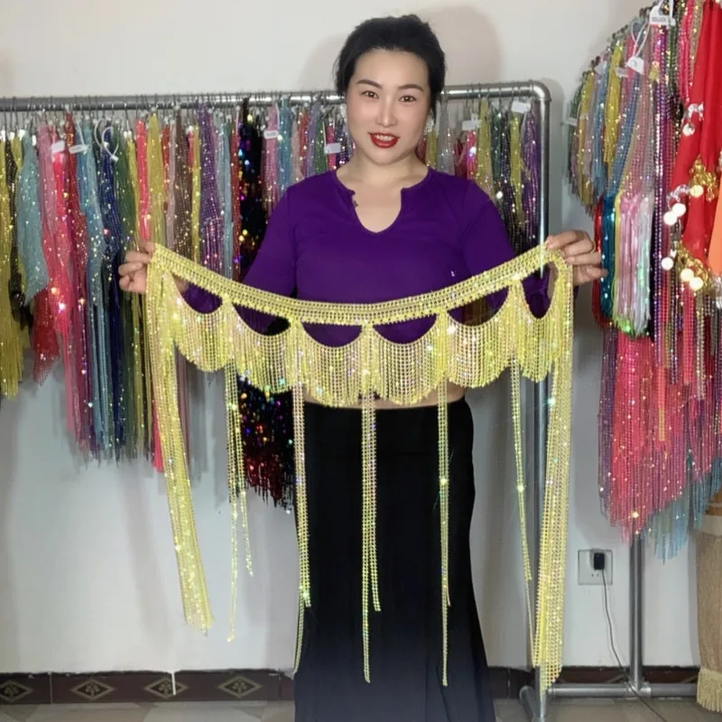 

customized belly dance belt new waist chain big diamond high flash bright Eastern dance beginner pure handmade skirt costume