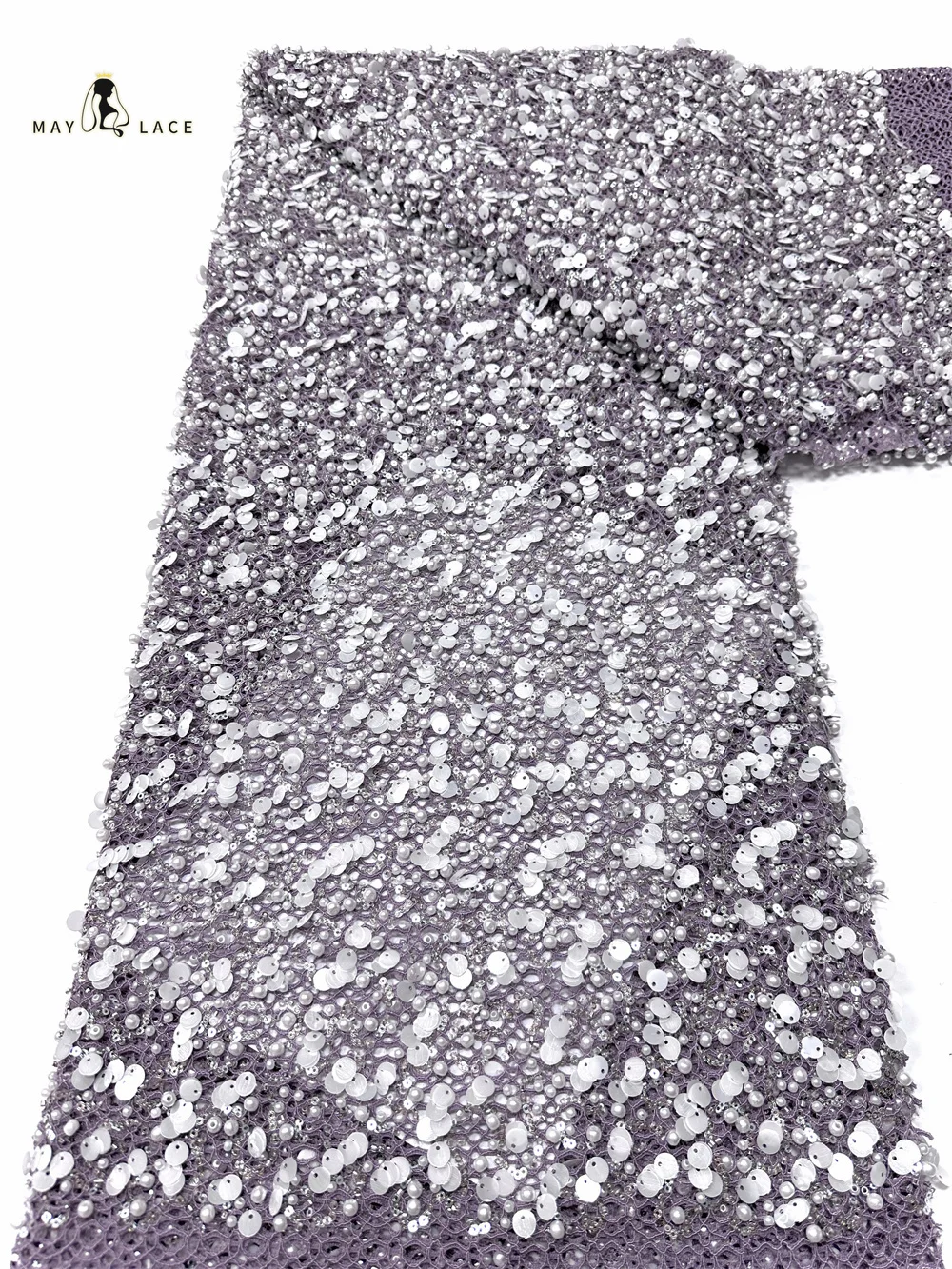 

Luxury 2026 High Quality Sequins Lace African 2026 Handmade Beaded Fabric French Nigeria Tulle Fabric For Wedding Party Dress