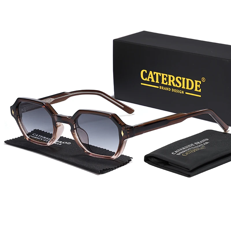CATERDIDE Vintage Polygonal Men Sunglasses Personalized Design Square Frame Sun Glasses for Women Parties Travel Holiday Glasses