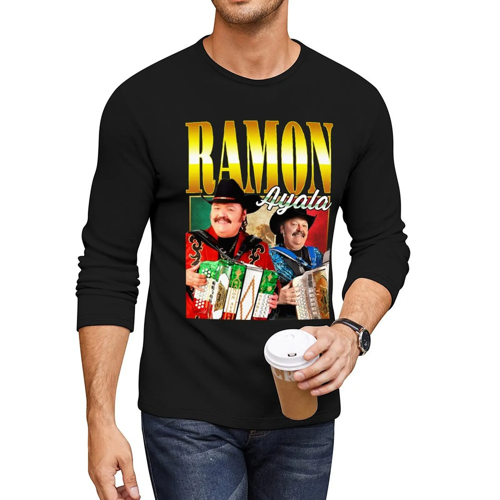 

Ramón Ayala Vintage Retro Design Long T-Shirt plus size tops hippie clothes sweat shirt heavyweight t shirts for men