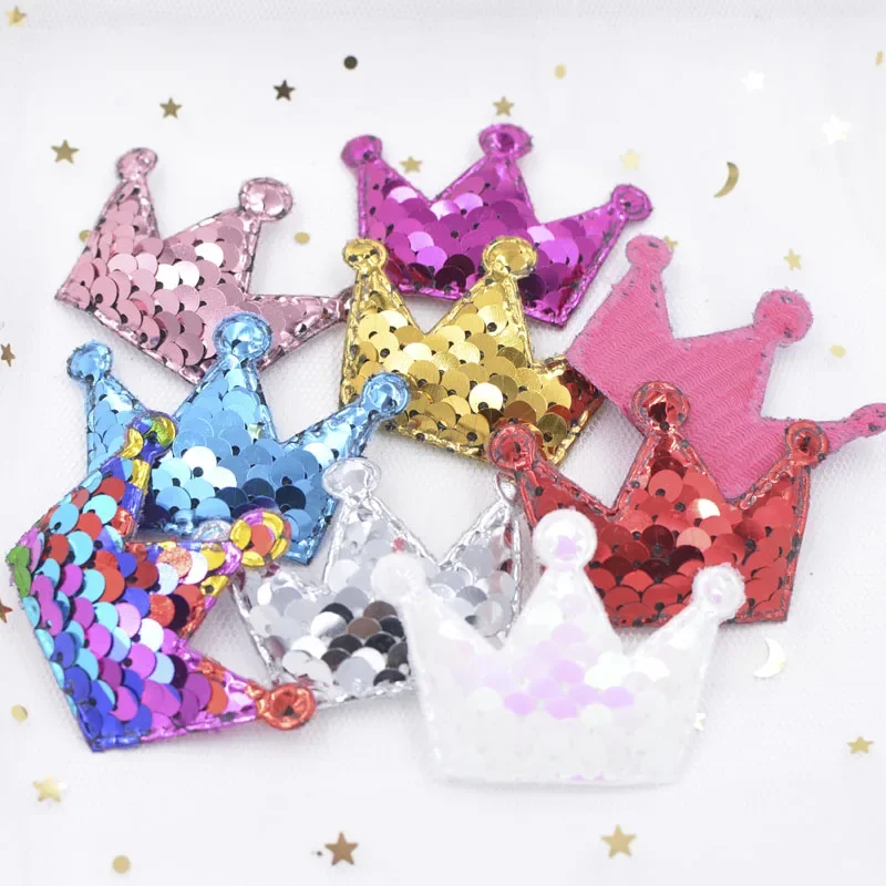 16Pcs Slap-up Glitter Sequins Padded Patches Crown Appliques for DIY Crafts Clothes Sewing Supplies Scrapbooking Accessories