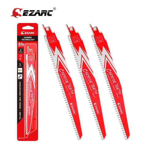 EZARC 3PCS 초경 왕복 톱날 내구성 단단한 목재 및 금속 철거 R656HM&R956HM 150mm(6”) 225mm(9”) 6TPI