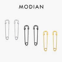 MODIAN Real 925 Sterling Silver Brooch Stud Earrings Black Color Punk Fashion Earrings For Women Party Holiday Jewelry Gift