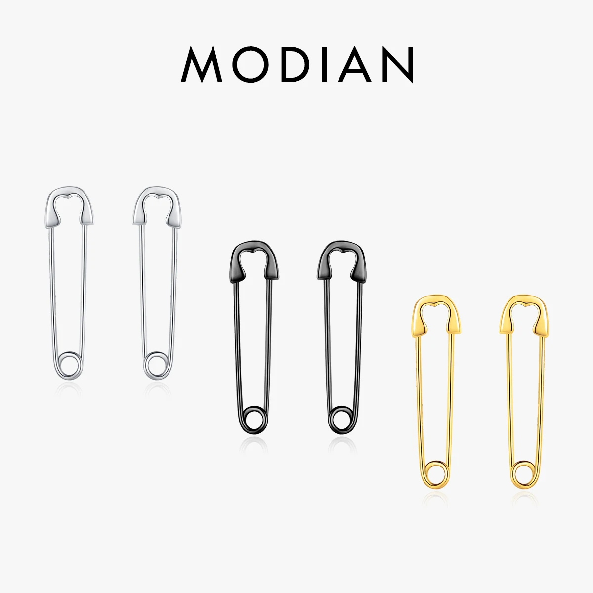 MODIAN prawdziwe 925 Sterling srebrna broszka kolczyki ze sztyftem w kolorze czarnym moda Punk kolczyki dla kobiet impreza biżuteria na prezent