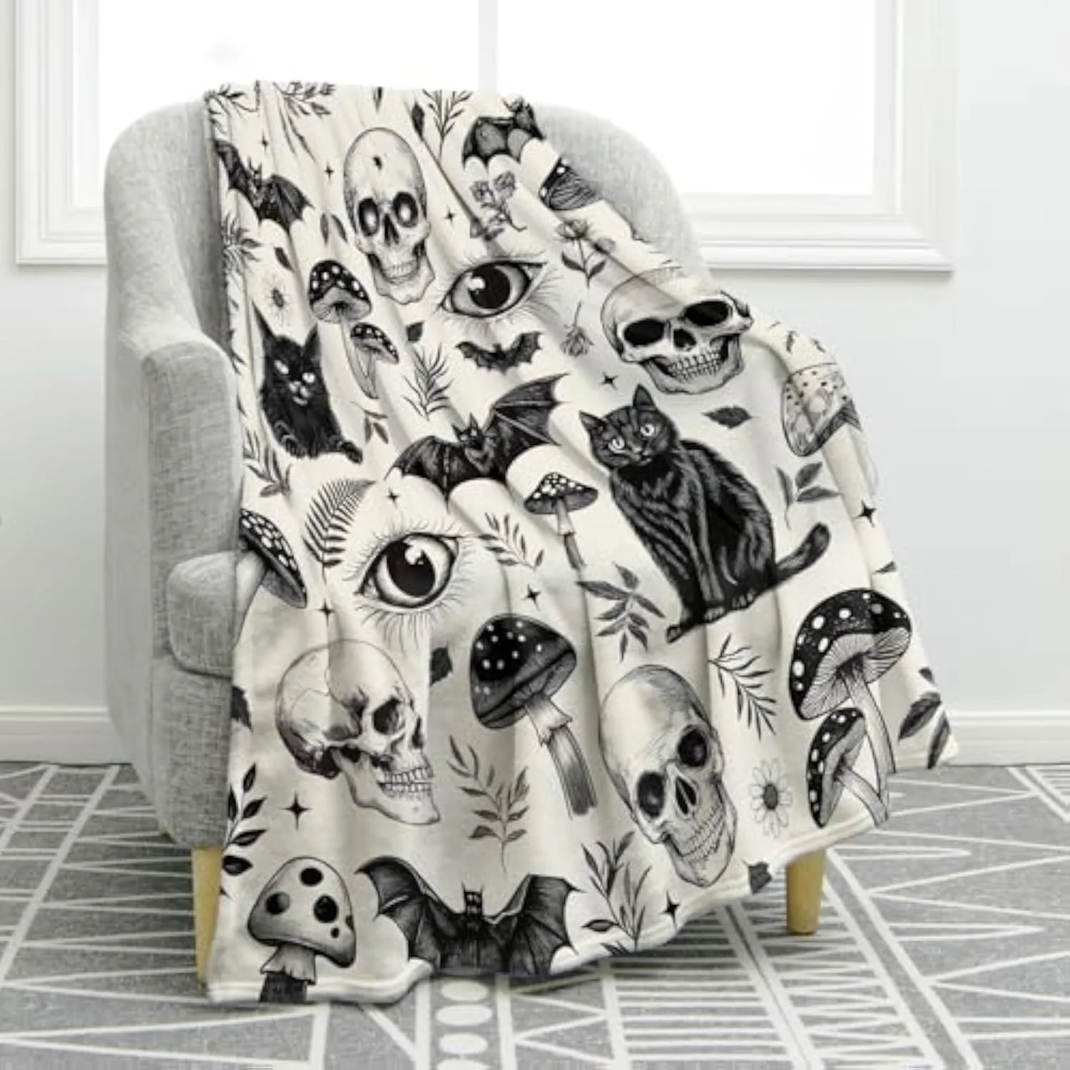 Gothic Skull Blanket Halloween Decor Gifts