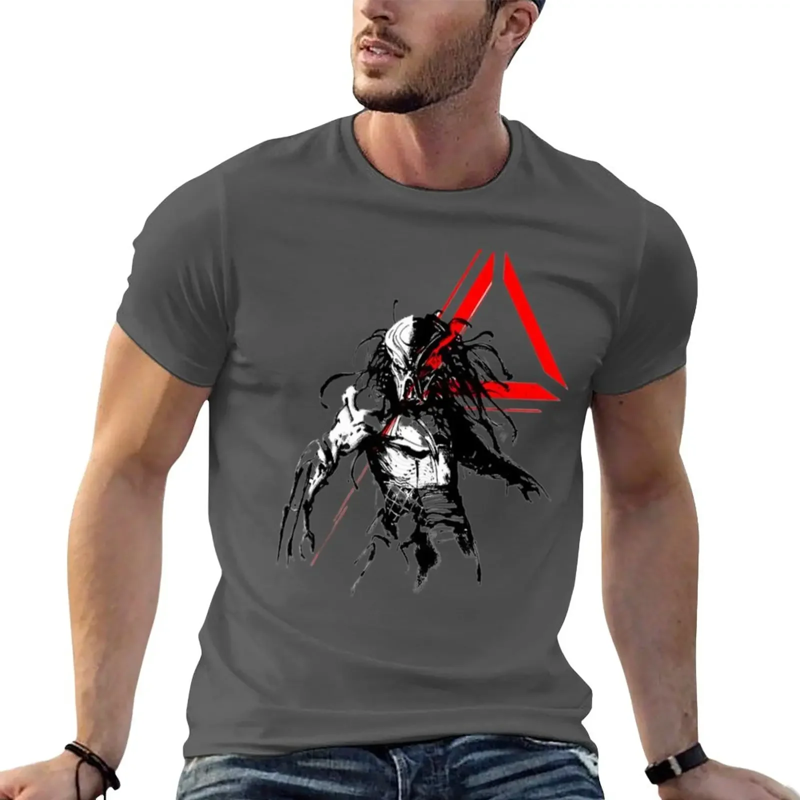 New Tri_Beam Red Laser Sight Yautja with Alien T-Shirt funny t shirt custom t shirts design your own mens vintage t shirts