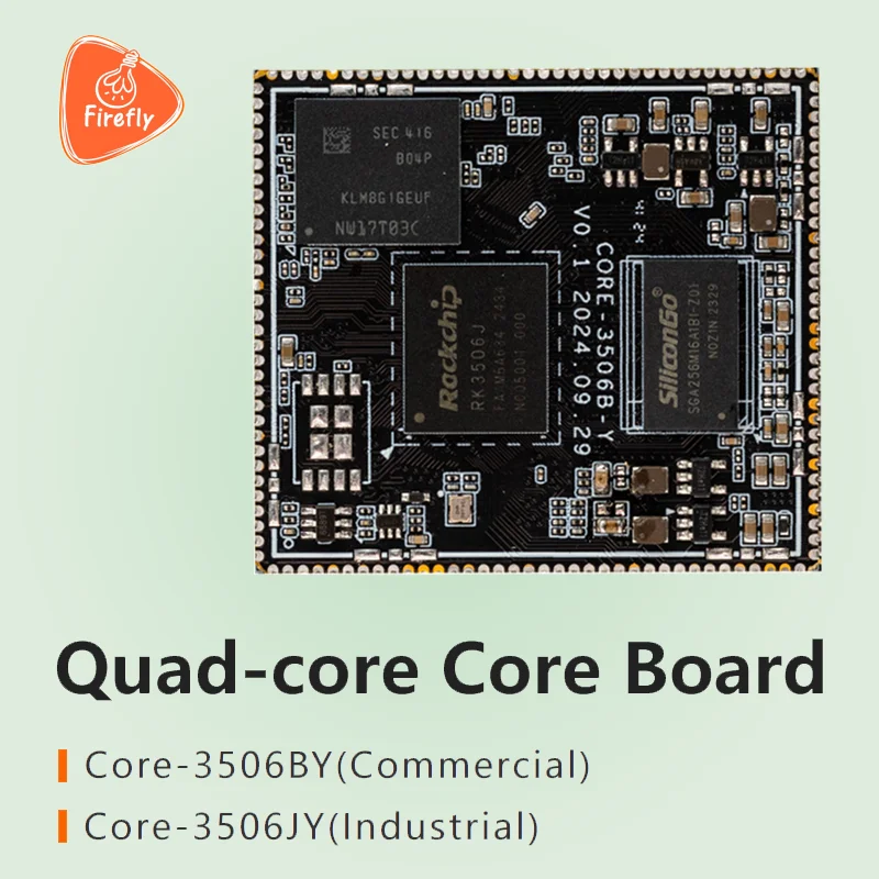 

Core-3506jy промышленная основная плата, штамповочное отверстие, шлюз ПЛК с низкой мощностью и низкой задержкой Rockchip RK3506J