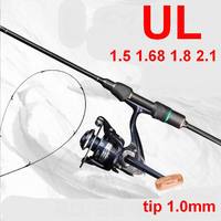 ZZ279 1.5m 1.68m 1.8m 2.1m Spinning (Straight Handle) or Casting (Gun) UL Fishing Rod Solid Tip 1.0mm Bait 0.5g - 8g, 2 Tips