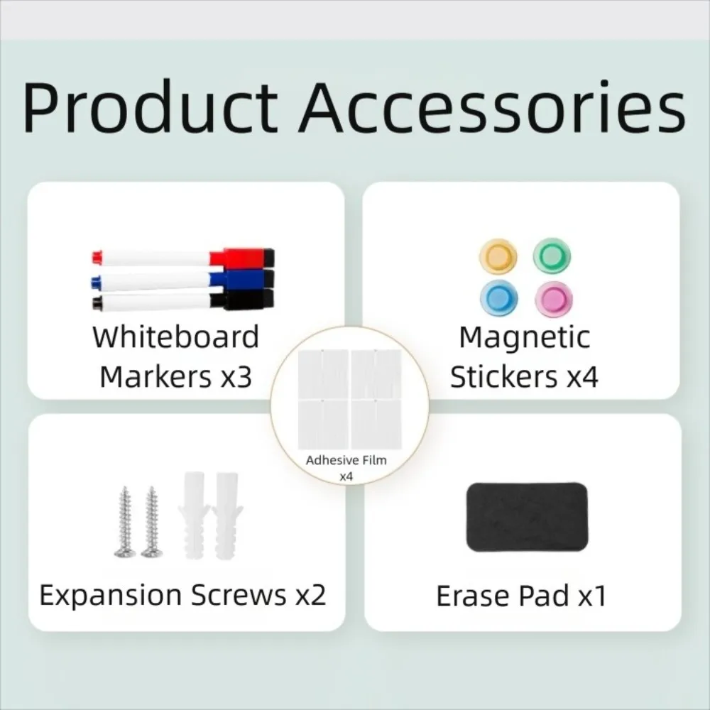 مع 3 أقلام تحديد و4 مغناطيس لوحة مسح جاف مثبتة على الحائط على الوجهين لوحة رسائل مذكرة صغيرة مغناطيسية #5