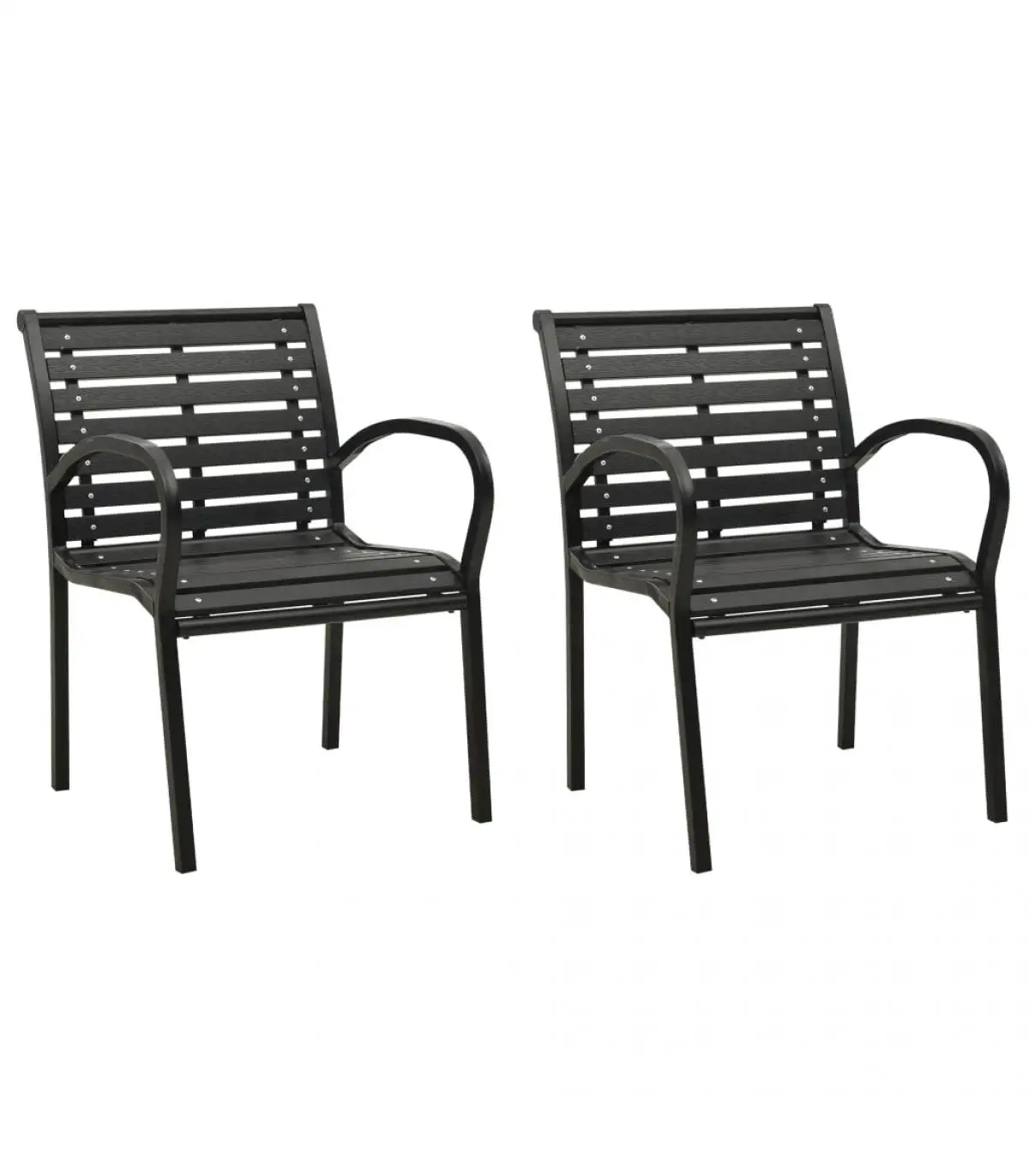 Garden chairs garden chairs 2 units steel and WPC Black