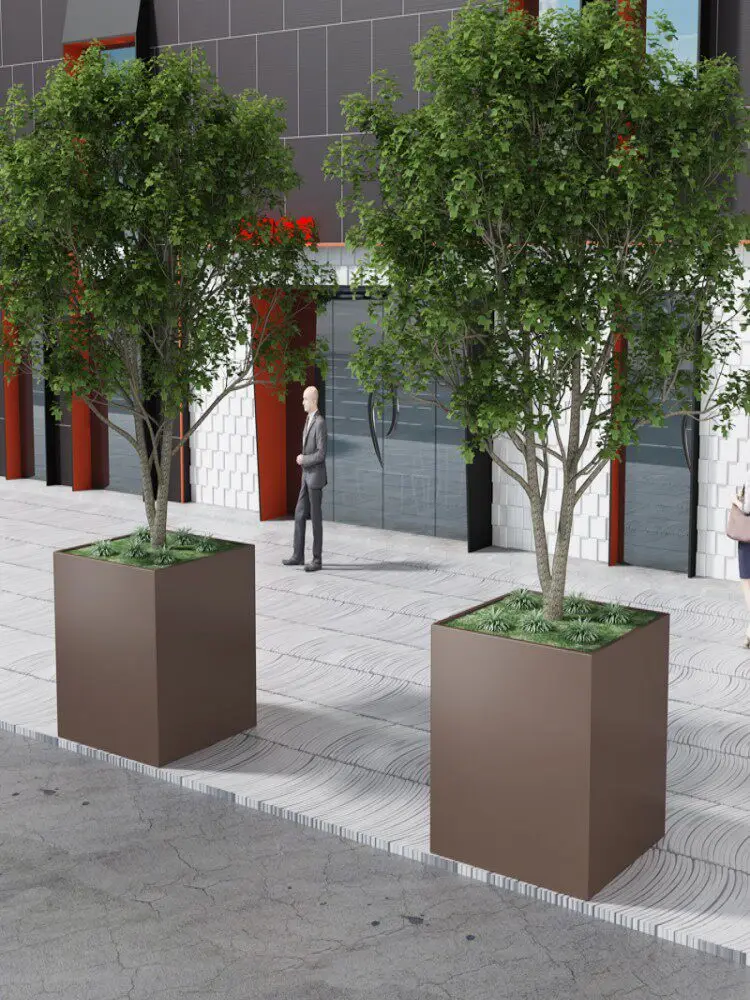 Box Stainless Steel Flower Outdoor Combination Flower Bed Municipal Tree Box Rectangular Flower Trough Finished Flower Stand