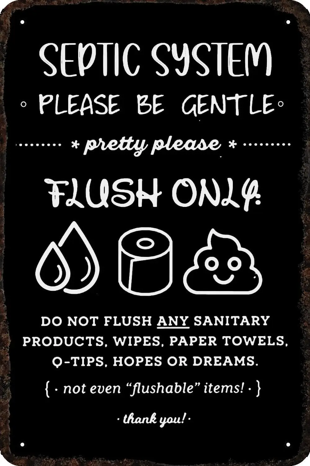 Metal Signs Septic System Vintage Tin Sign Funny Wall Decorations for Home Man Cave Bedroom Bar Bathroom