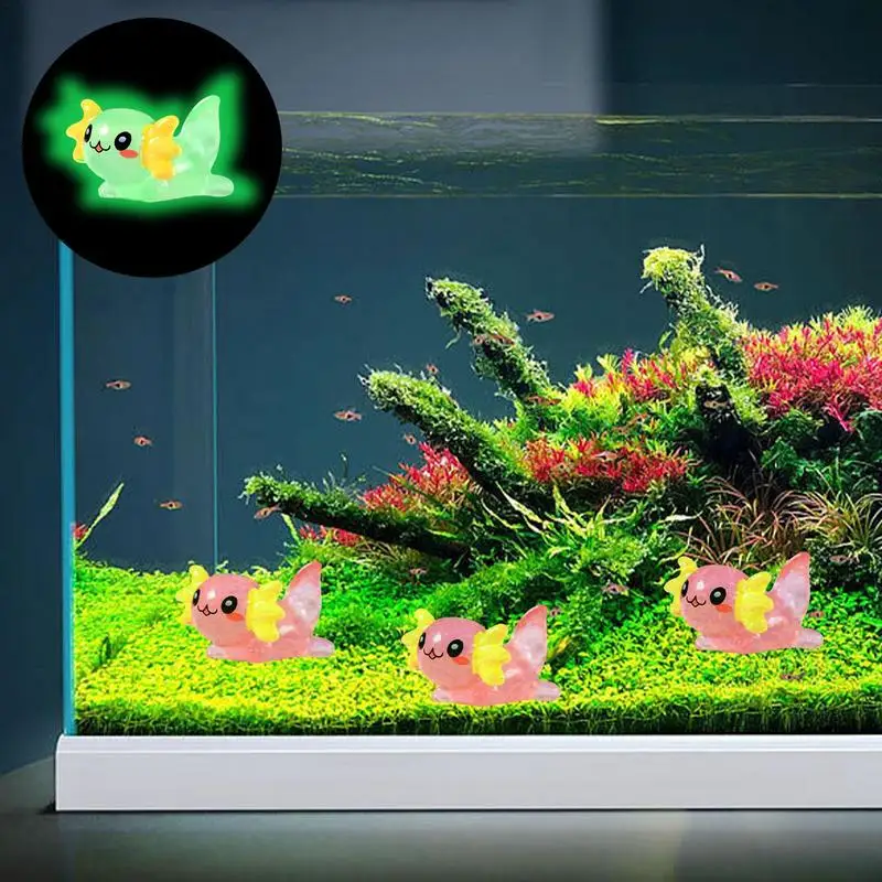 Axolotl Toy Figure Cartoon Resin Tiny Axolotl Figures In The Dark Small Aquarium Accessories Aquarium Decorations