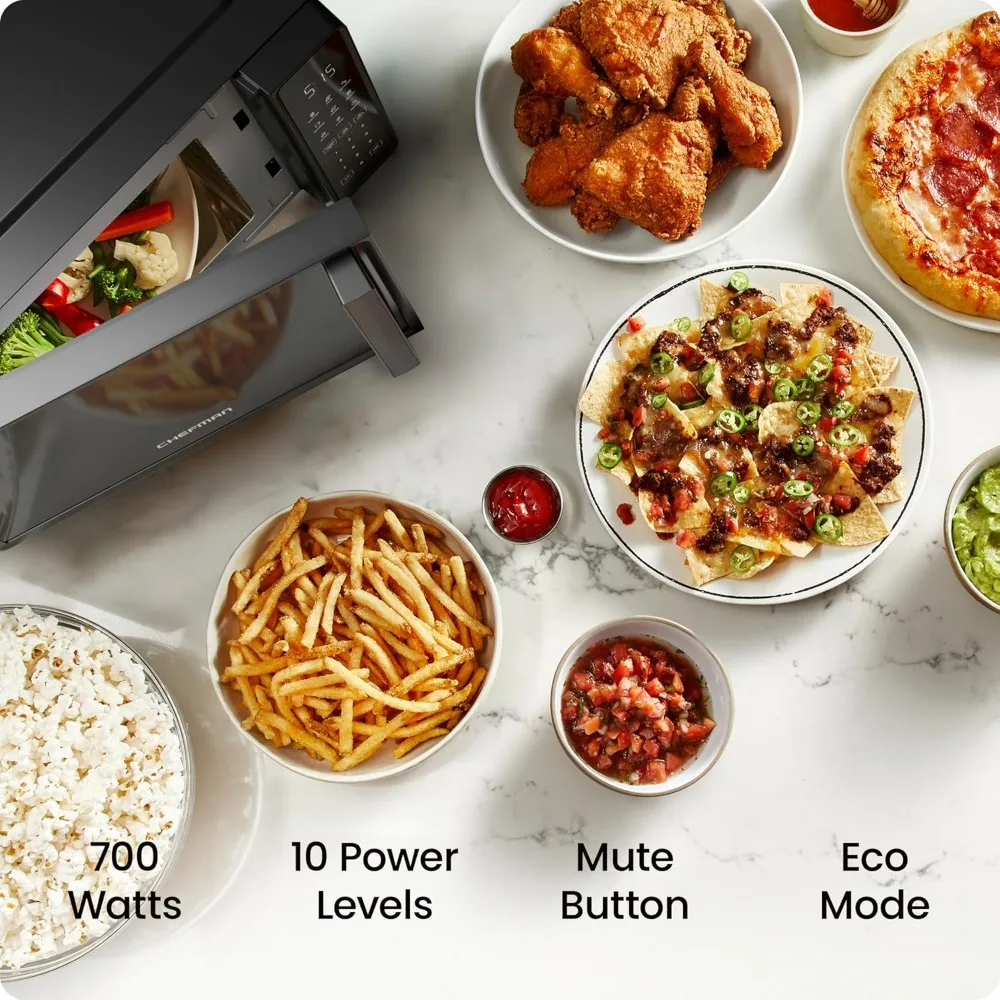 Chefman Countertop Microwave Oven 0.7 Cu. Ft., 700 Watts with 10 Power Levels, 6 Cooking Presets with One-Touch Express Cook