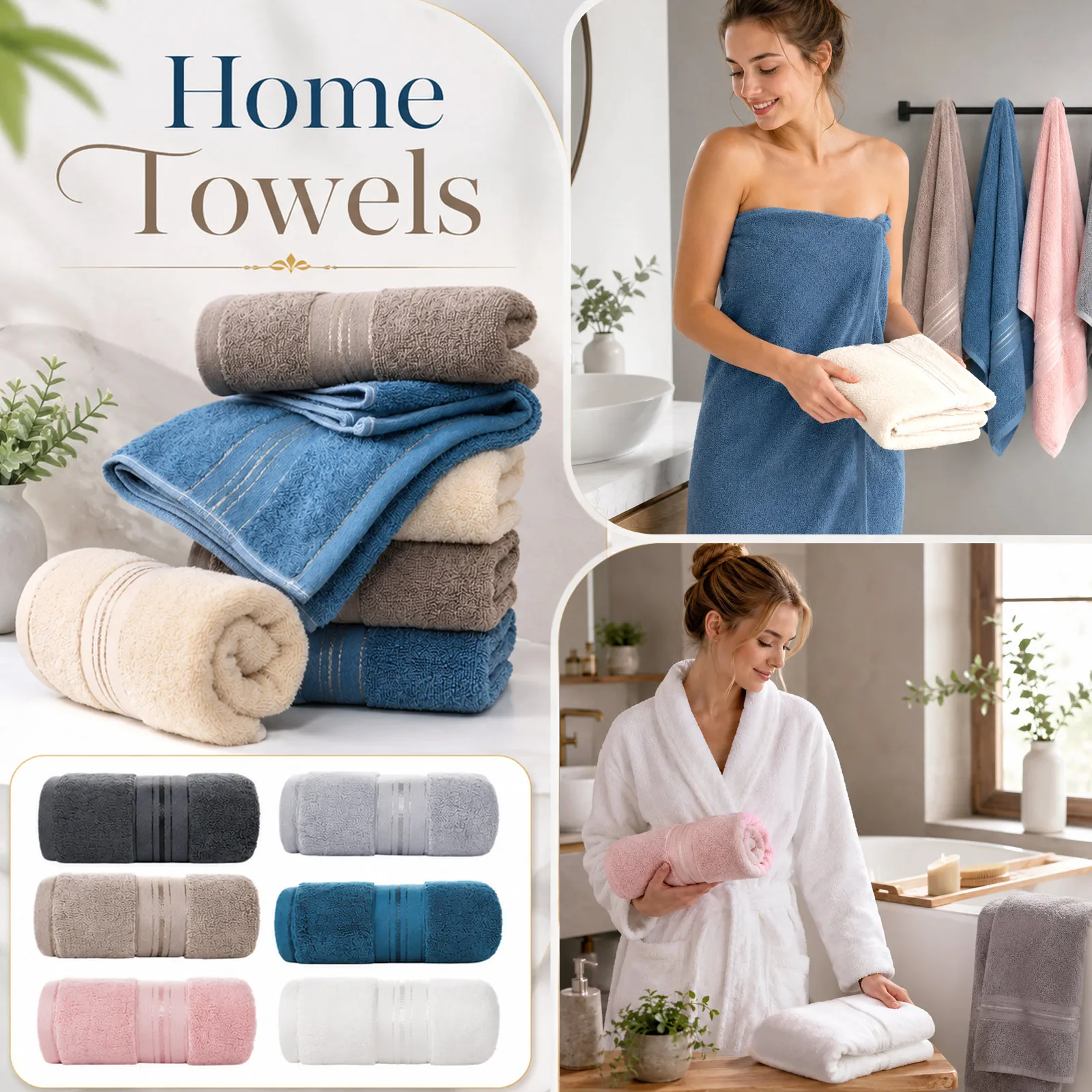 70*140 cm Cotton Thick Bath Towel, Friendly Low-Lint & Super Absorbent Bath Towels for Bathroom, Spa, Gym & Home Use