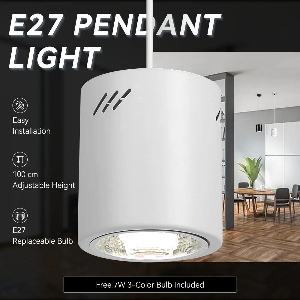 Iron Chandelier LED Ceiling Spot Light E27 Bulb Replacement Hanging Spotlight Adjustable Height 5-100CM Pendant Led Ceiling Lamp - view 2