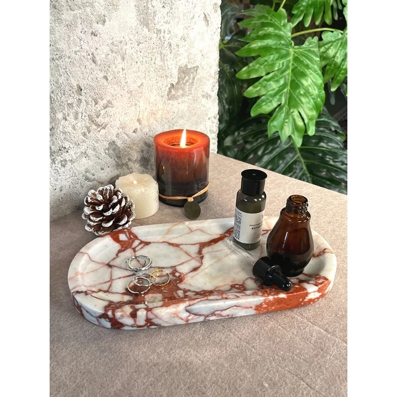 

Luxury Calacatta Marble Vanity Tray Real Luxurious Marble Vanity Tray for Perfume Candles Jewelry Storage