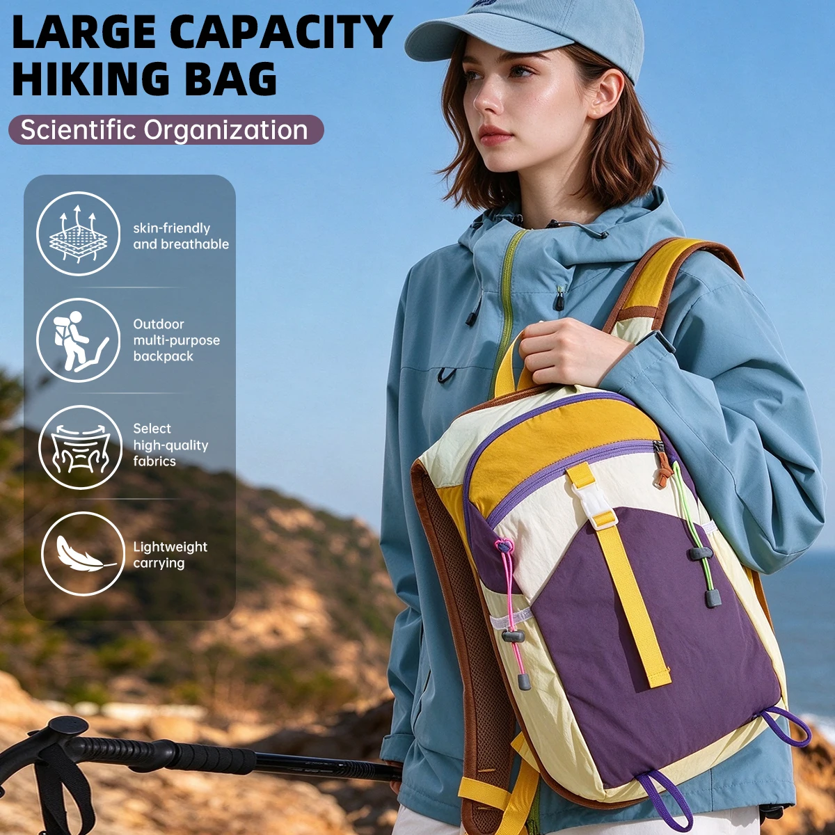 Outdoor Hiking Sports Backpack for Women 2026 New Model Short-Distance Lightweight Travel Bag Small School Bag Mountaineering Bag Camping Student Bag