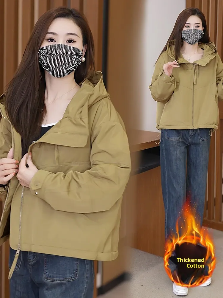 

Модная женская куртка на осень-зиму, новинка, дышащая, на хлопковой подкладке, для повседневной носки, утепленная, с боковыми карманами