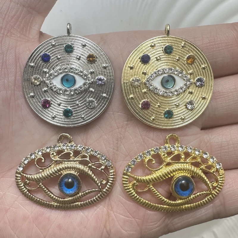 2pcs New 2 Style Eye Series Necklace Hanging Tag DIY Handmade Men's And Women's Couple Earring Connector Accessories