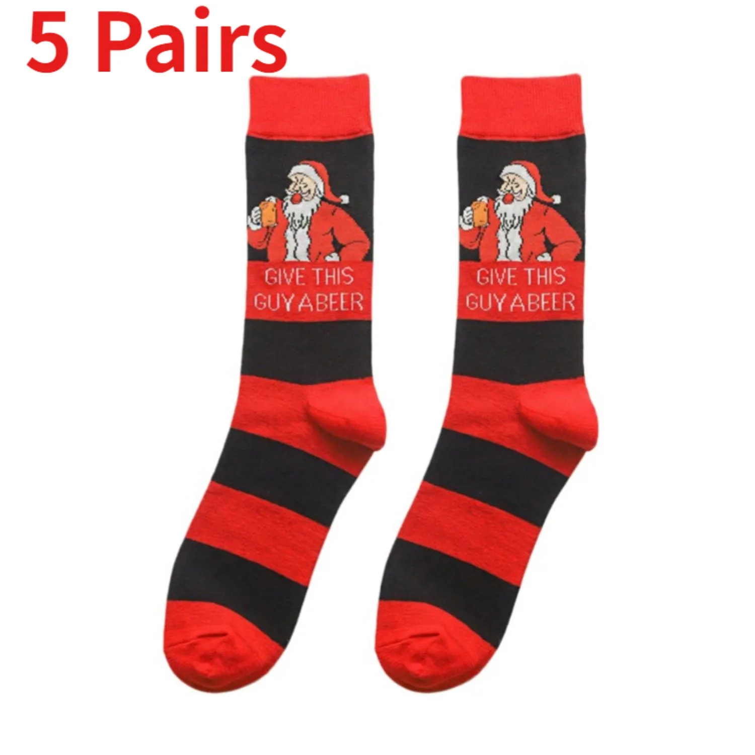 1/5Pairs Christmas Socks Men Women Crew Socks Santa Claus Cartoon Pattern Holiday Funny Socks Unisex Casual Streetwear Gift