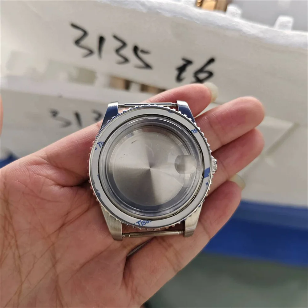 40MM Steel Watch Case Toothed Ring Ceramic Bezel/ No Bezel Acrylic Glass with Lens Watch Parts for NH35/NH36/4R Movement