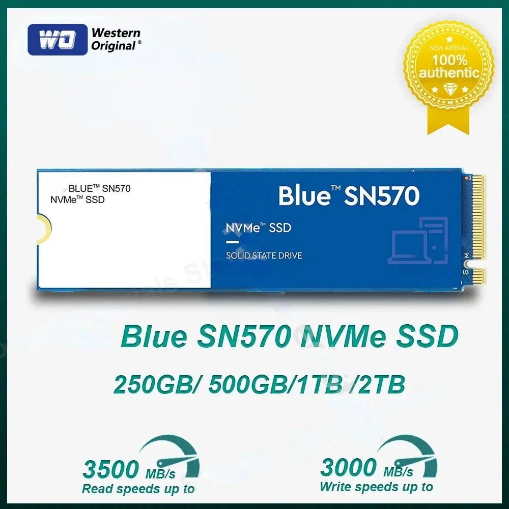 

PS5 SSD с радиатором SN570 1TB 2 ТБ SSD Внутренний твердотельный накопитель M.2 2280 интерфейс NVMe SSD четырехканальный PCIe3.0 * 4 синий диск