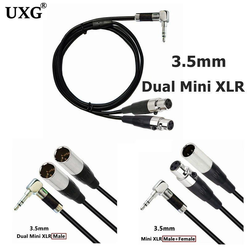 Dual Mini 3Pin XLR Male Female To 3.5mm 1/8\