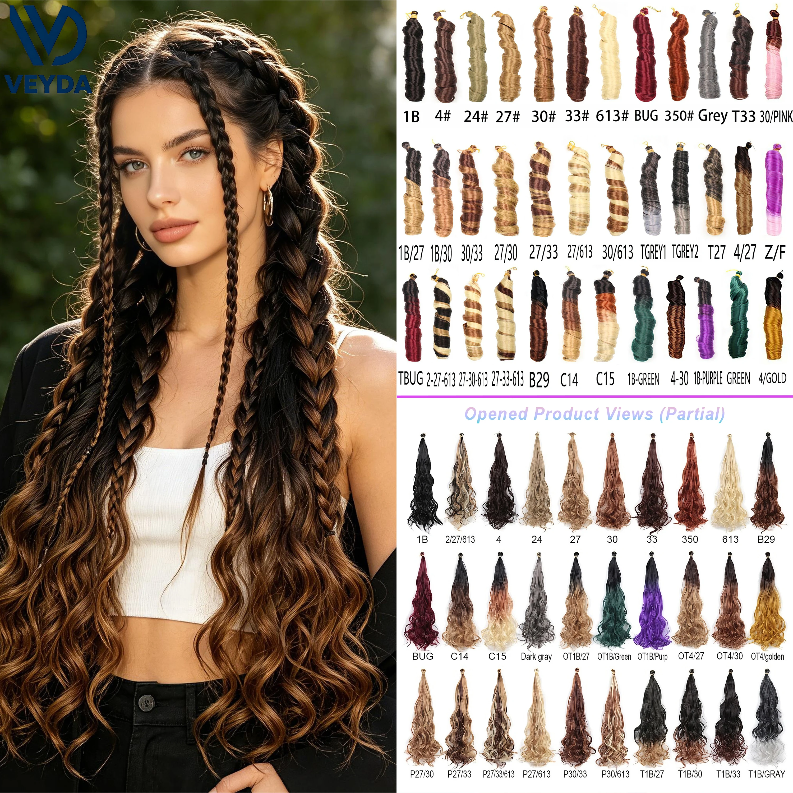 

French Curls Braiding Hair Extensions Synthetic Hair Loose Wave Spiral Curl Braids High Temperature Ombre Pre Stretched Hair