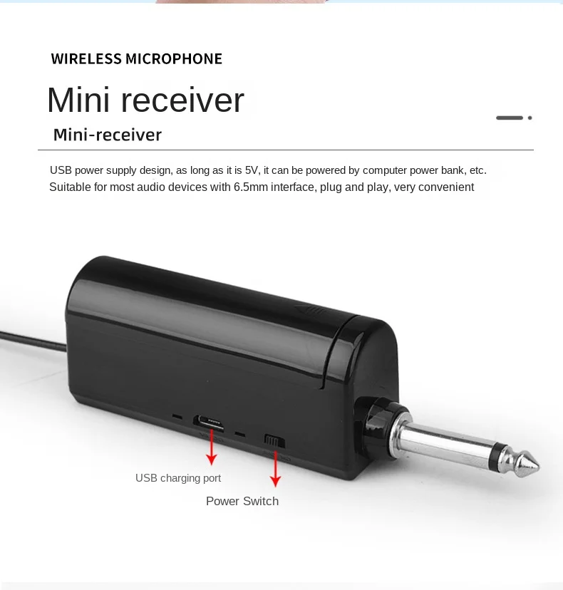 Wireless Microphone UHF Fixed Frequency Professional Microphone for Party Karaoke Church Show Meeting (Battery Not Included