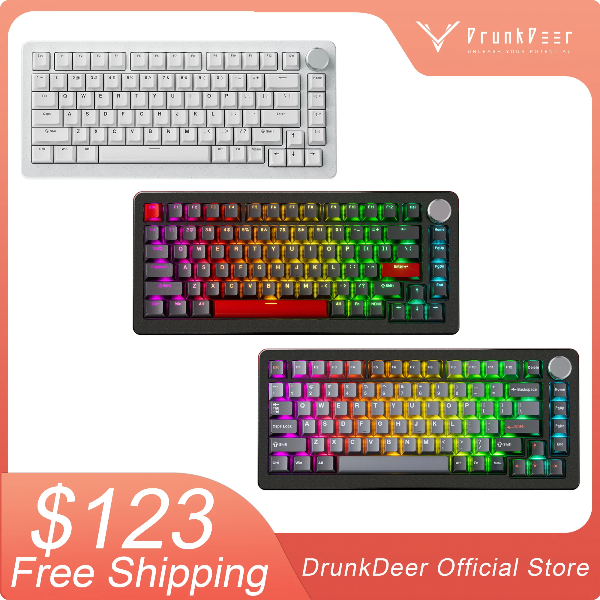 DrunkDeer A75 Pro Silent Magnetic Switch Gaming Keyboard, Rapid Trigger TKL Mechanical Keyboard , Compact 82 Keys