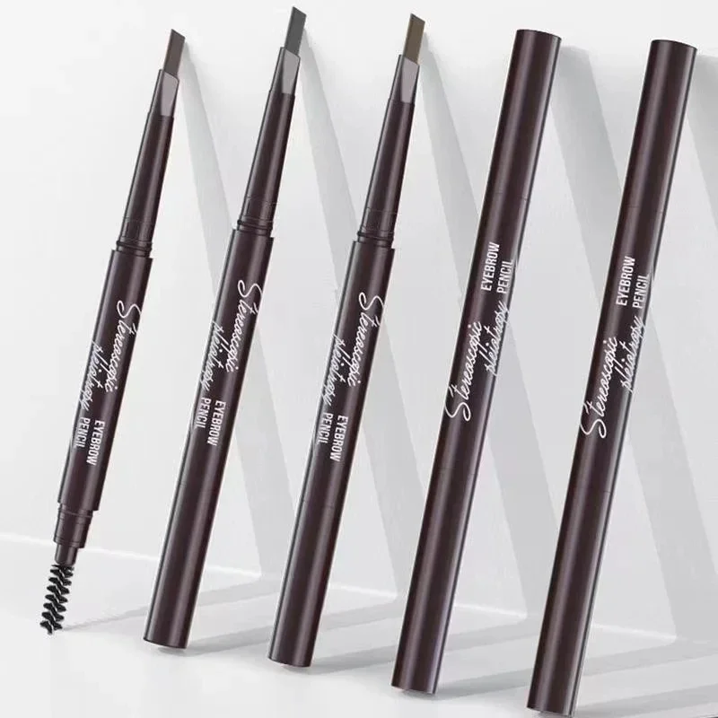 5 สี 2 in 1 ดินสอเขียนคิ้ว professional เครื่องสําอางค์แต่งหน้ากันน้ําสีดําสีน้ําตาลดินสอเขียนคิ้วแต่งหน้าเครื่องสําอาง Natural Eye