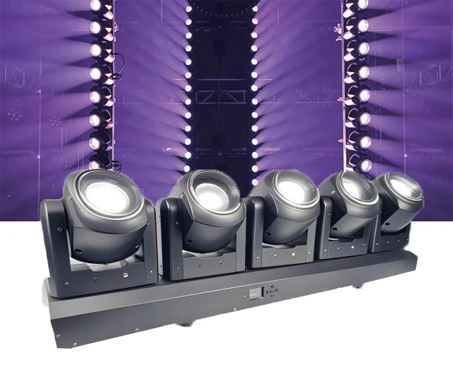 

ZC1-80W 5-головный движущийся светодиодный сценический светильник 4IN1 с кольцом для концертов, свадеб и мероприятий, звук и свет