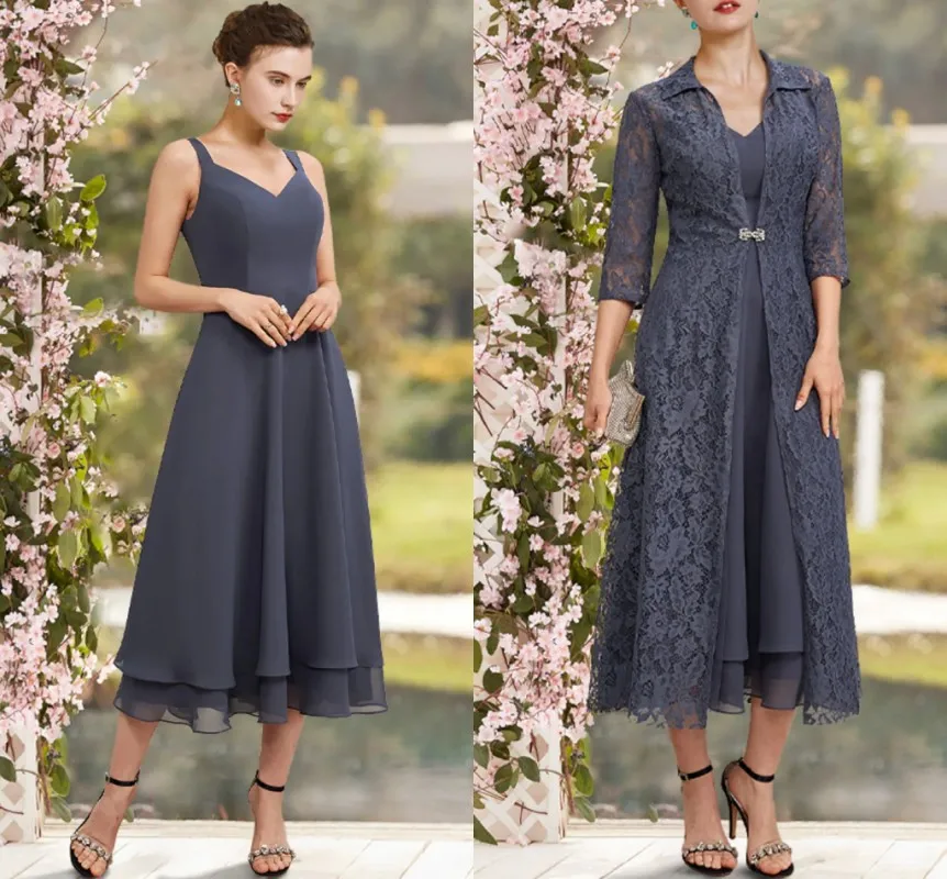 Elegant Dark Navy ชุดเจ้าสาวอัญมณีคอสั้นลูกไม้ Tulle 3/4แขนงานแต่งงานสุภาพสตรี Robe de Soiree