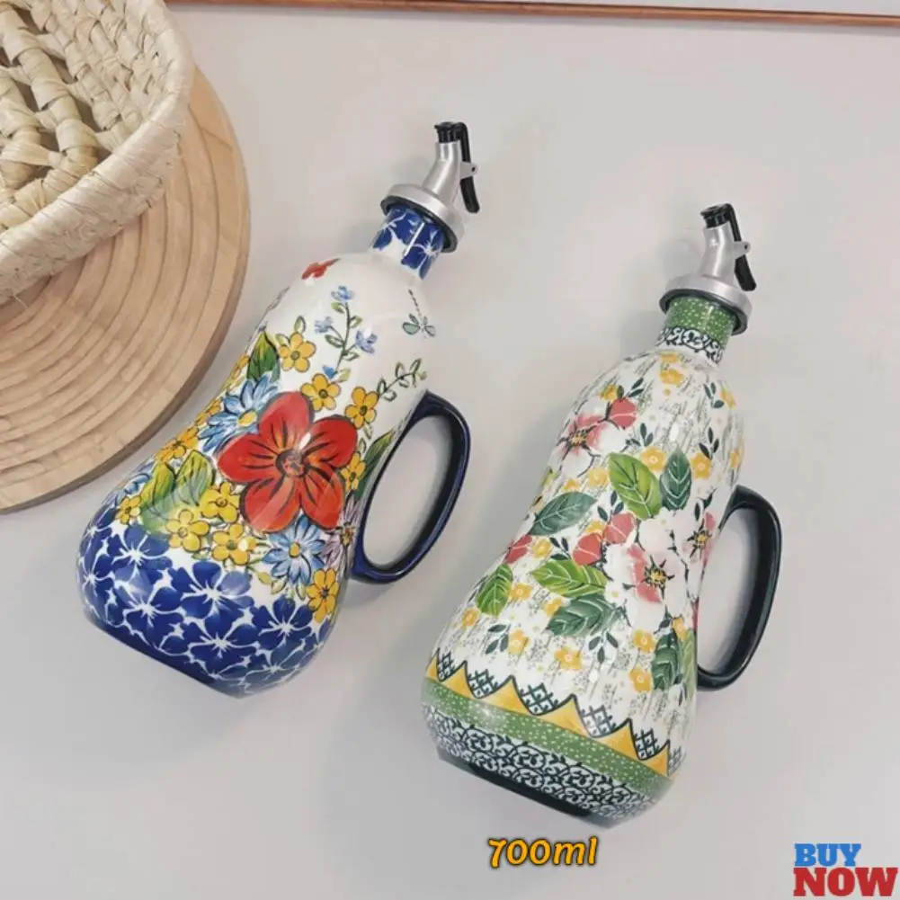 

700ML ItalianCeramic Oil Bottle Leak-proof Oil Bottle Kitchen High Temperature Resistant Peanut Oil Soy Sauce Bottle Vinegar Pot