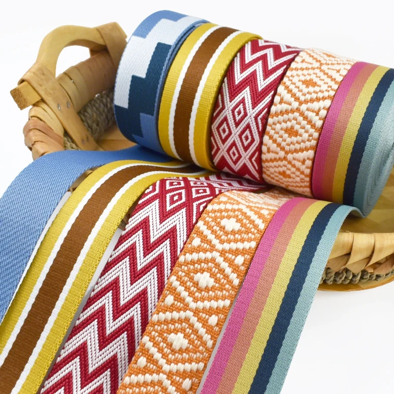 1/2/3/5Meters 38mm Jacquard Webbing Tapes for Strap Ethnic Ribbon Band Luggage Decorative Bias Binding DIY Sewing Accessories