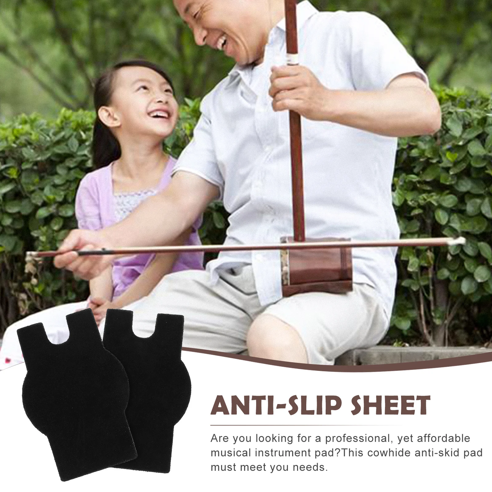 

2 Pcs Anti-slip Mat Erhu Bottom Support Pipa Pad Music Wear-resistant Supply Cowhide Anti-skid Cushion