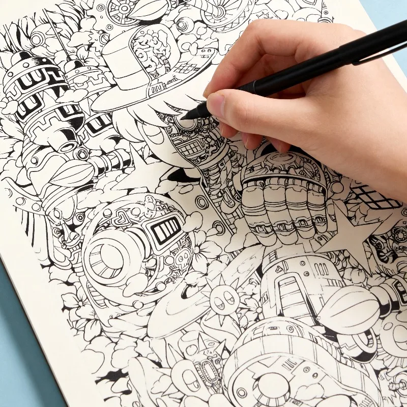 An Adult Decompression Coloring Book, Quirky Graffiti Line Draft Coloring Book, 24 Super Healing Different Tracing Patterns